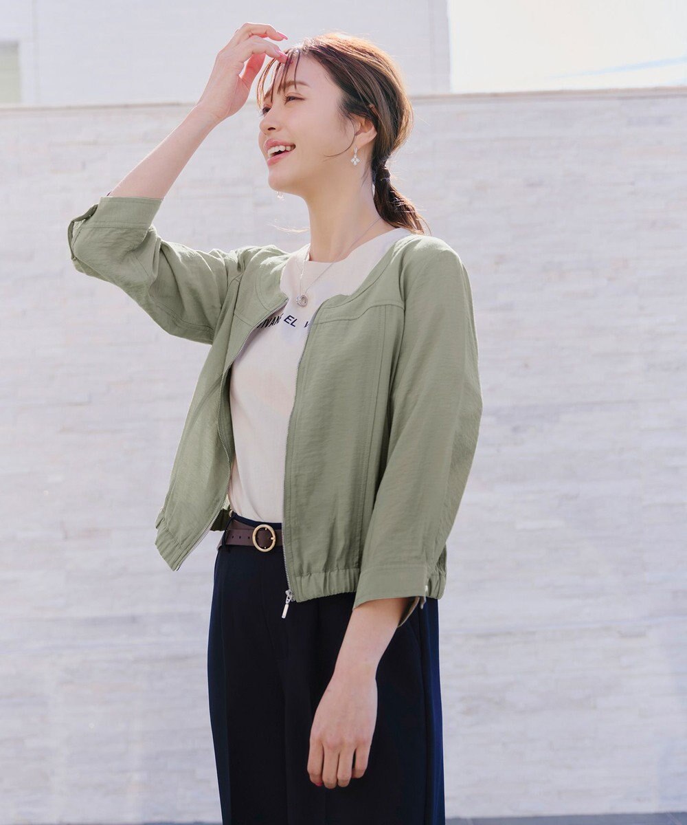 Tiaclasse シアーラウンドネックブルゾン 