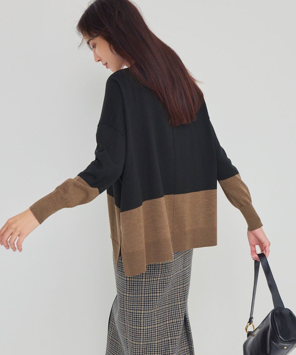 23区 S 【洗える】ウーステッドウール カラーブロック ニット 