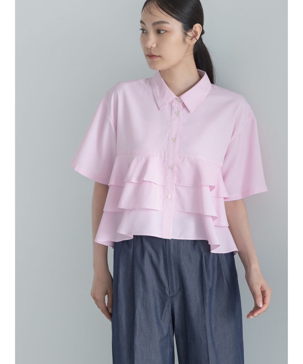 Te chichi 半袖ティアードフリルクロップトシャツ 