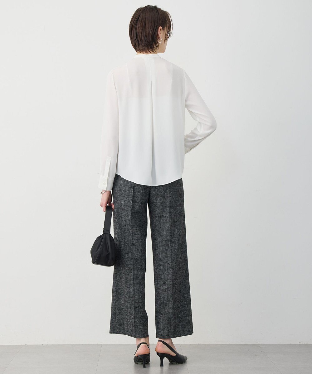 ICB L 【新色追加・WEB限定カラーあり】BackSatinAmunzen バンドカラーブラウス 