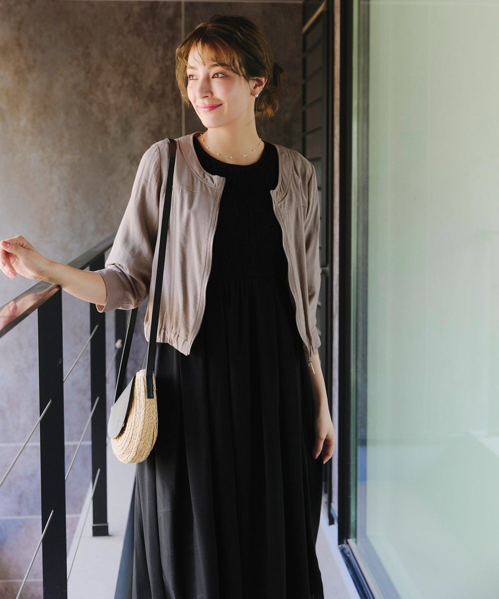 Tiaclasse シアーラウンドネックブルゾン 