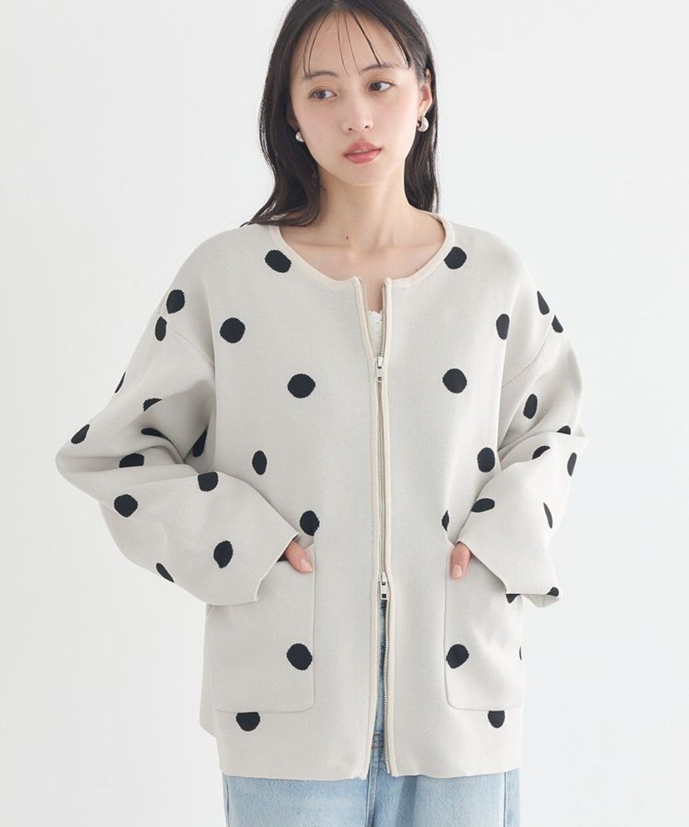 earth music&ecology 【予約】ダブルジップドットカーディガン 
