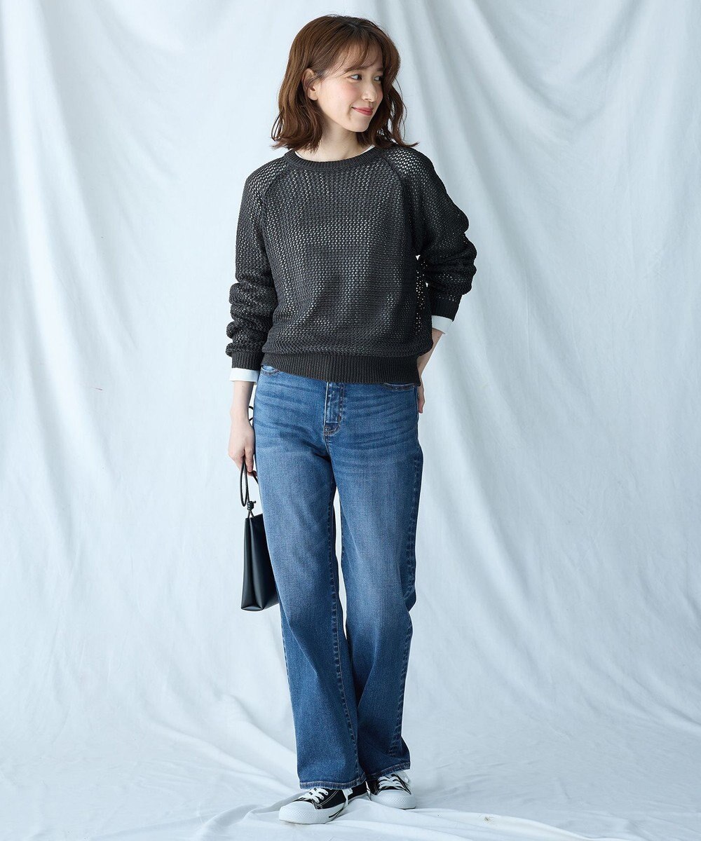 ANY L 【洗濯機可】ラメニットメッシュプルオーバー 