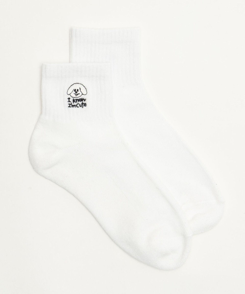 WEGO 手描き風刺繍アンクルパイルソックス 