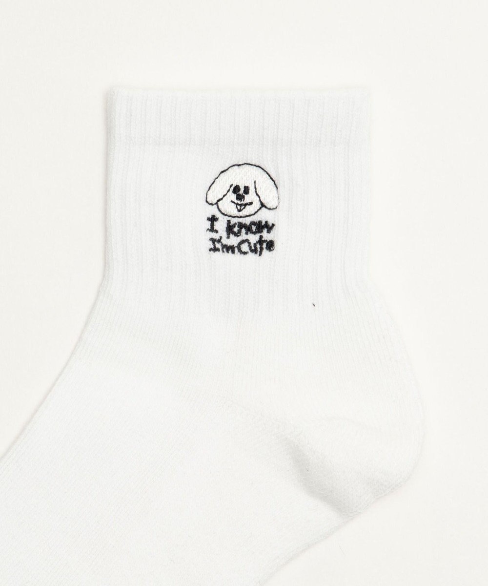 WEGO 手描き風刺繍アンクルパイルソックス 