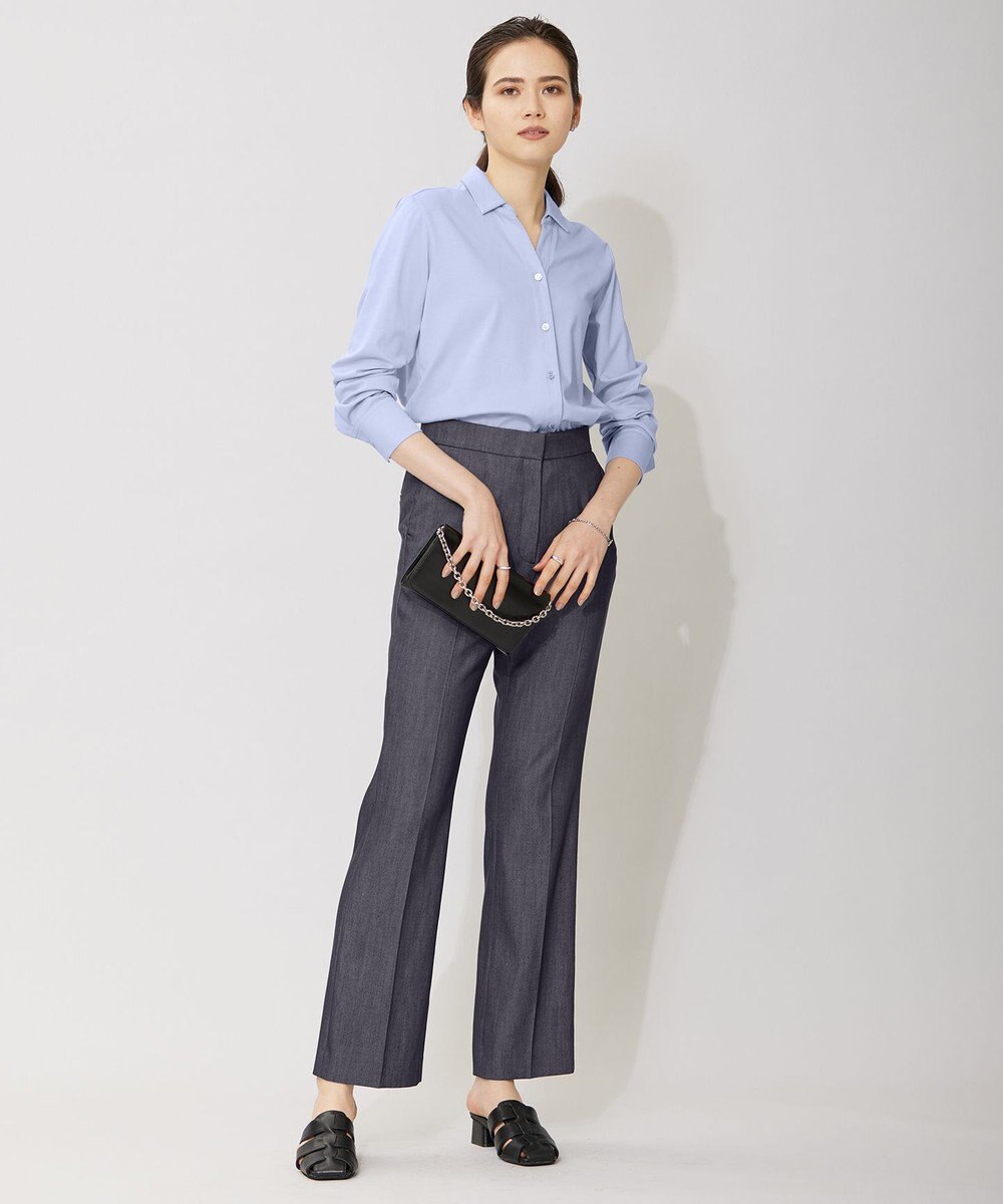 ICB L 【洗える】リアクティブソフトデニム　セミフレアパンツ 