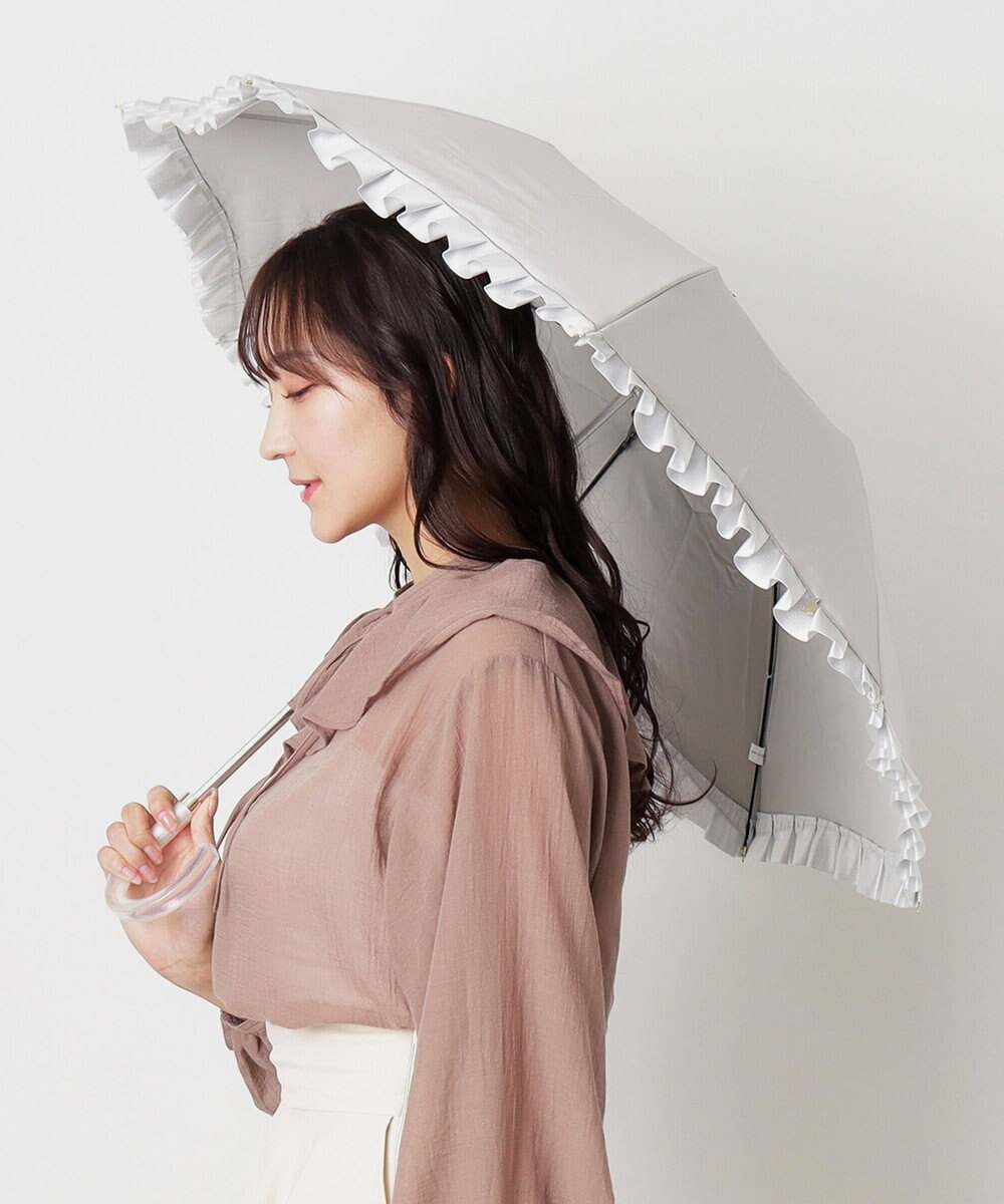 MOONBAT 【一級遮光/晴雨兼用】LANVIN en Bleu (ランバン オン ブルー)  折りたたみ日傘 シャイニーフリル 遮光 遮熱 UV 