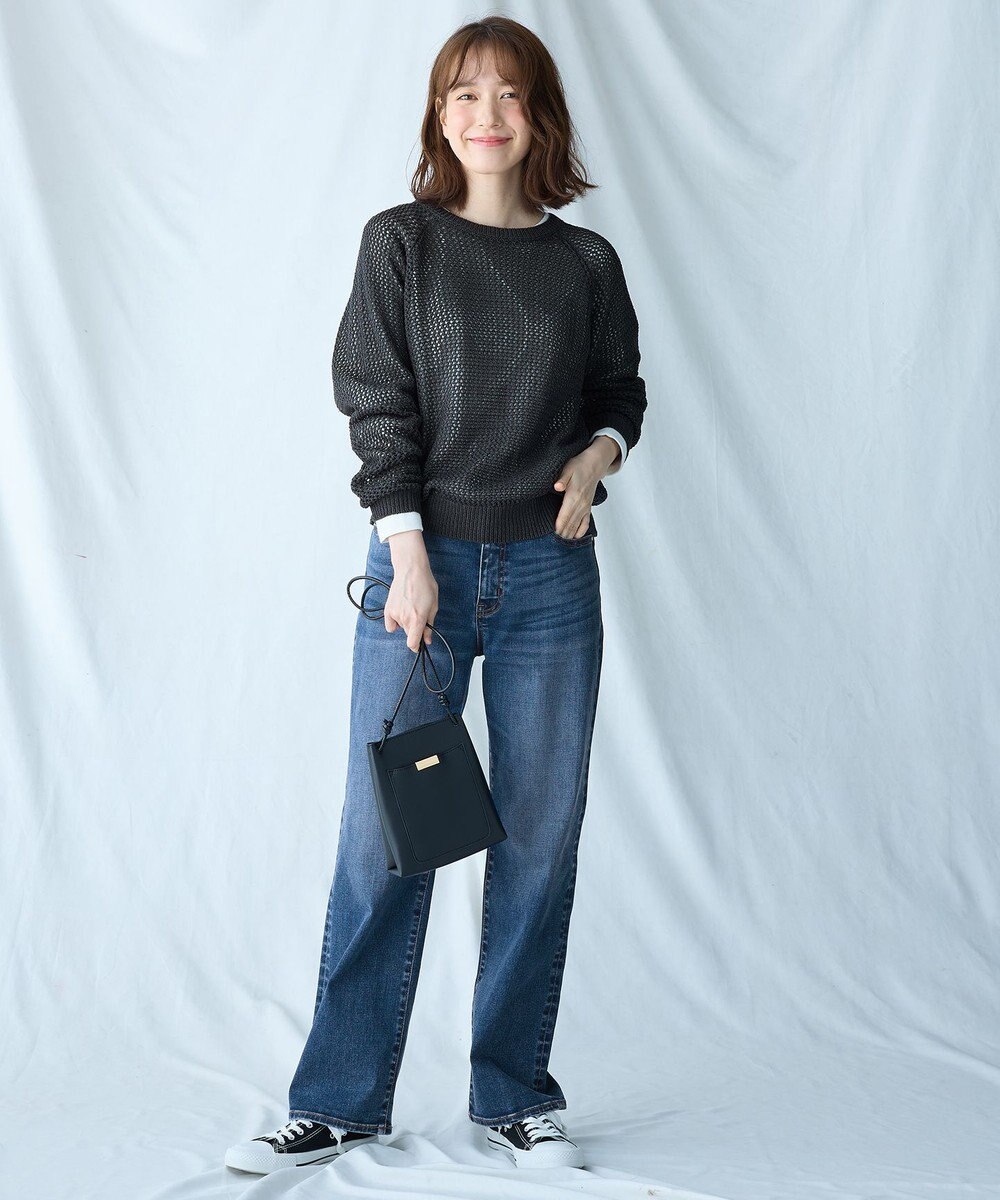 ANY L 【洗濯機可】ラメニットメッシュプルオーバー 