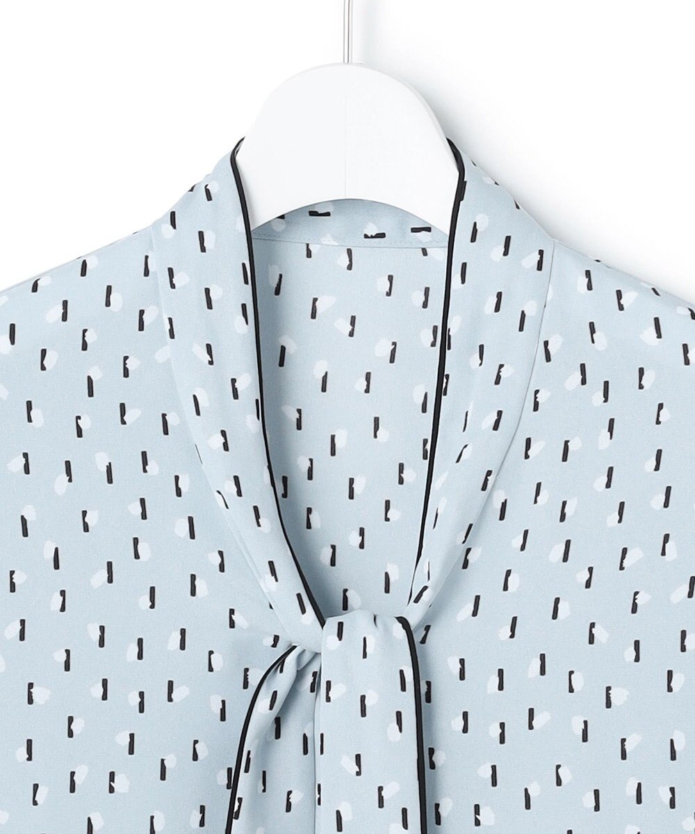 ICB L 【新色追加】BackSatinAmunzen 5分袖配色ボウタイブラウス 