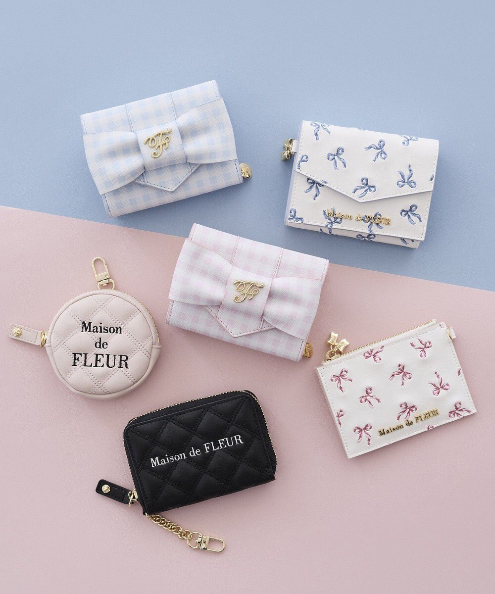 Maison de FLEUR ギンガムチェックＦリボンウォレット 