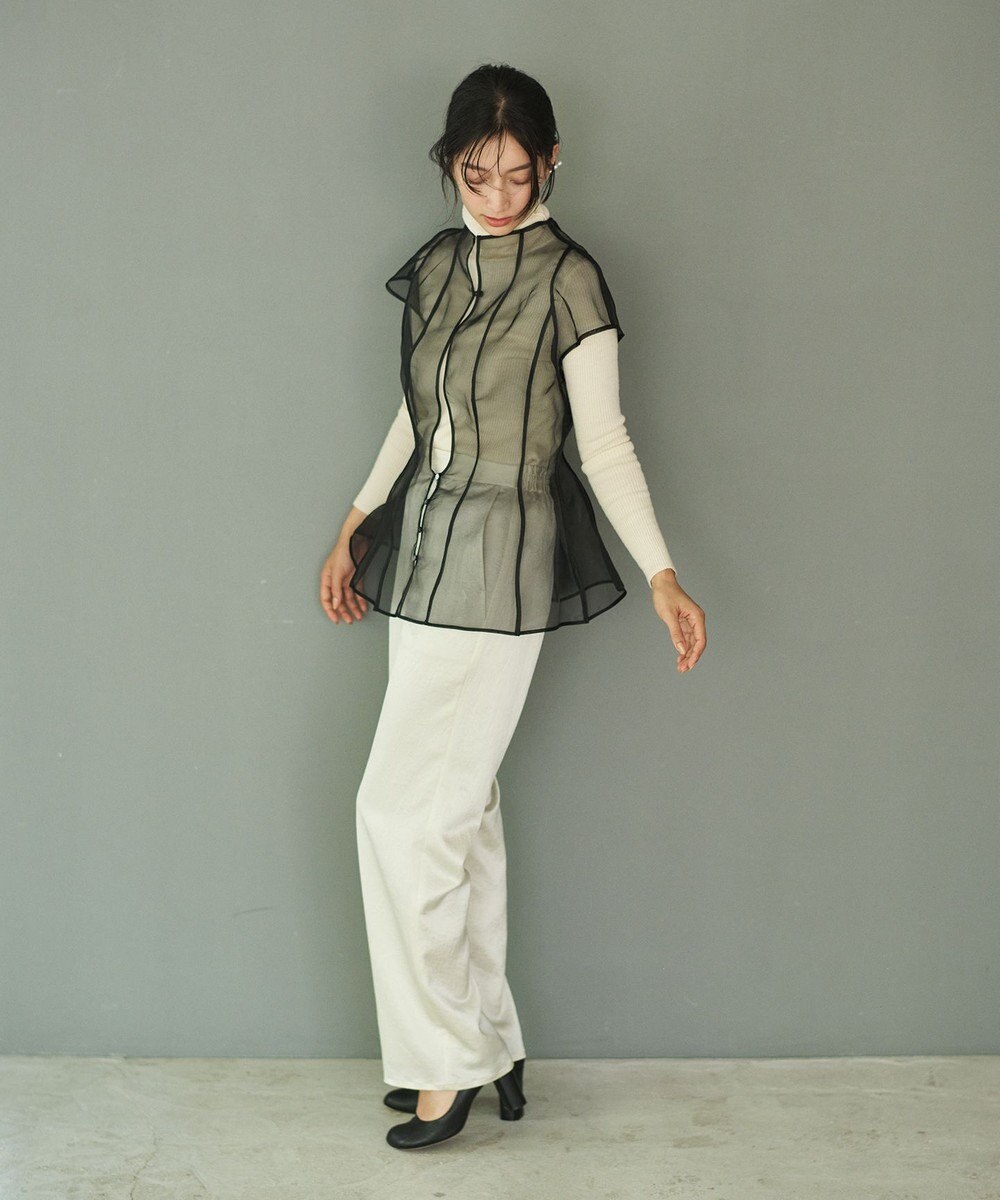 #Newans オーガンジーパネルブラウス 