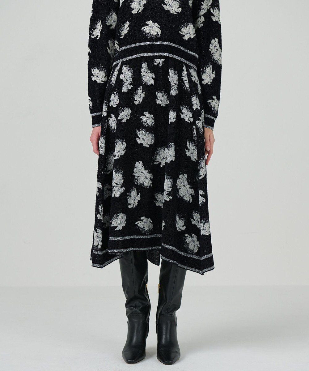 GRACE CONTINENTAL ラメフローラルニットスカート 