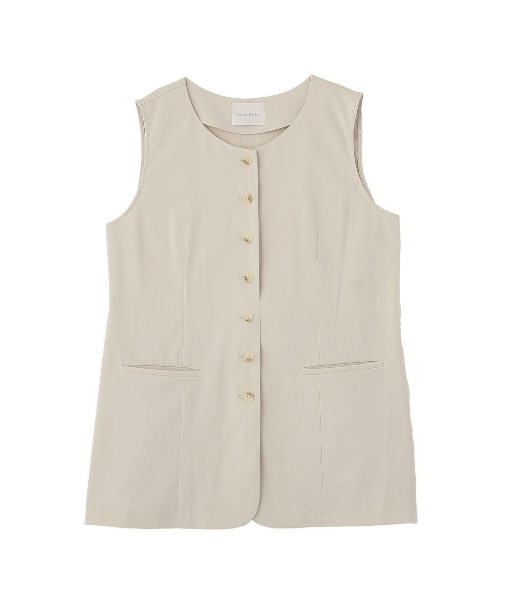 Green Parks クルーネック多釦ジレ 