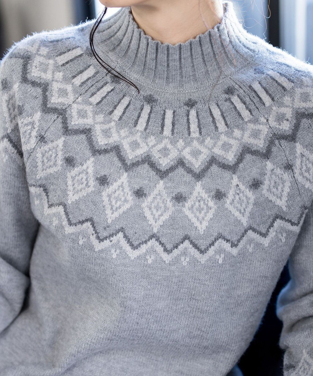 Tiaclasse L 【洗える】ノルディック柄ニットチュニック 