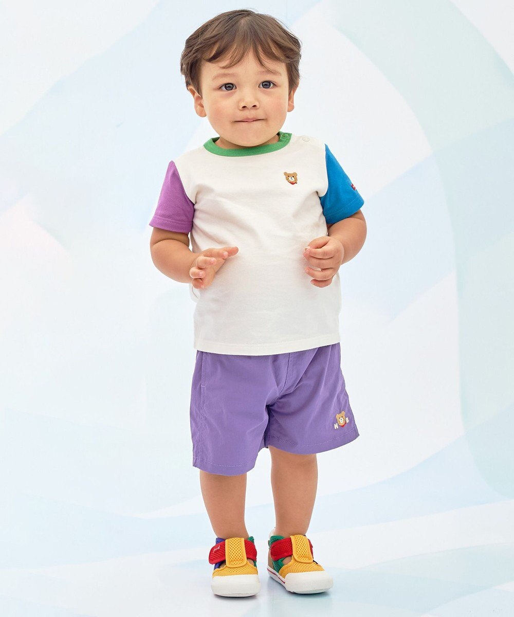 MIKI HOUSE HOT BISCUITS 【80-120cm】撥水素材 ワンポイント 5分丈パンツ 