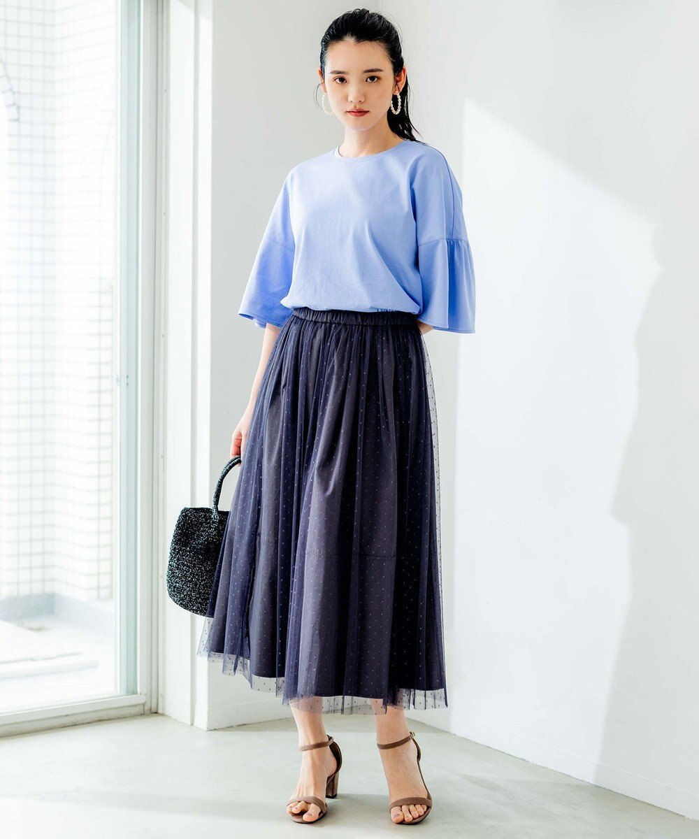 組曲 【汗ジミ防止・撥水】GIZAプレーティング天竺 袖フレア Tシャツ 