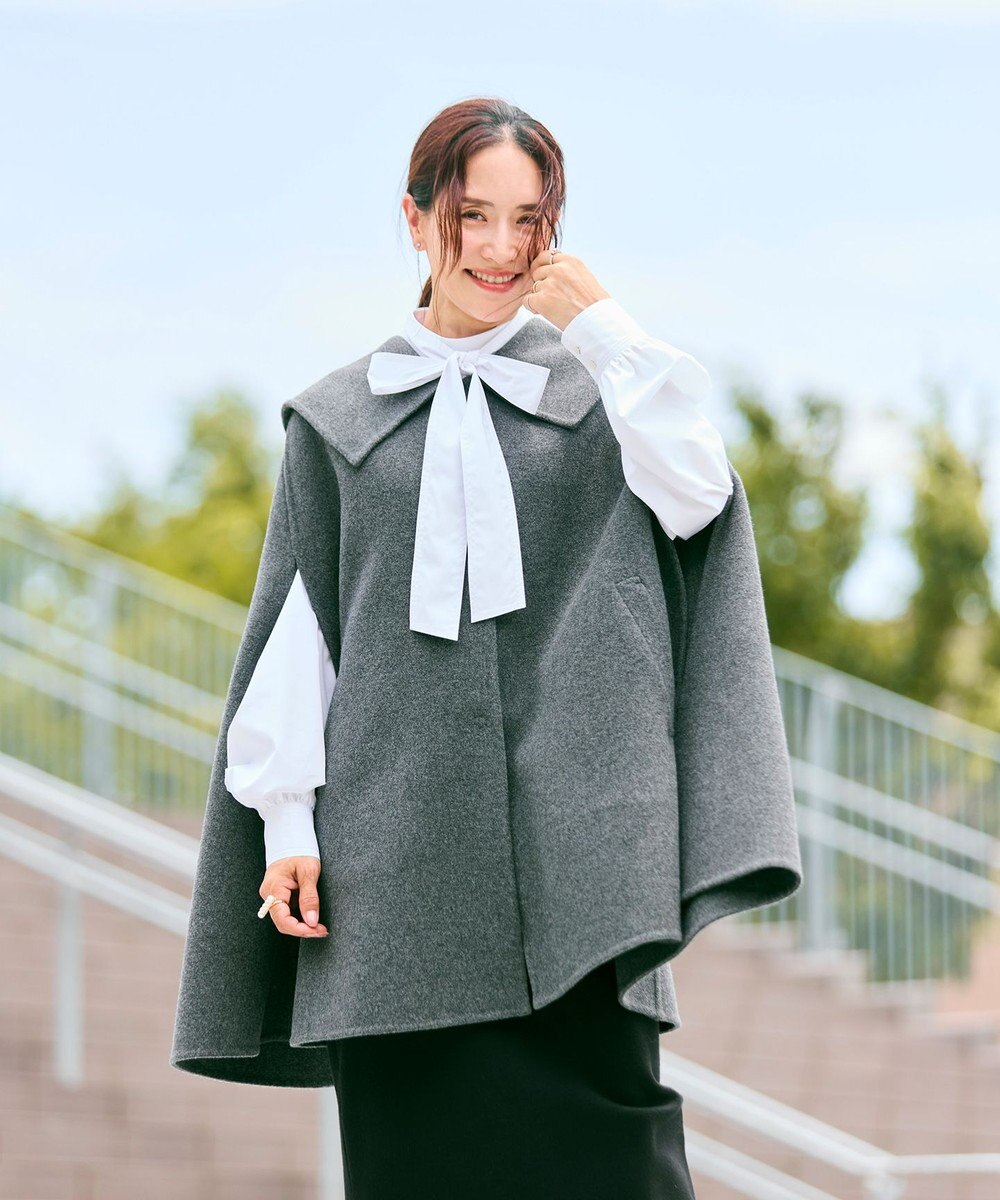 #Newans セーラーカラーダブルフェイスケープコート 