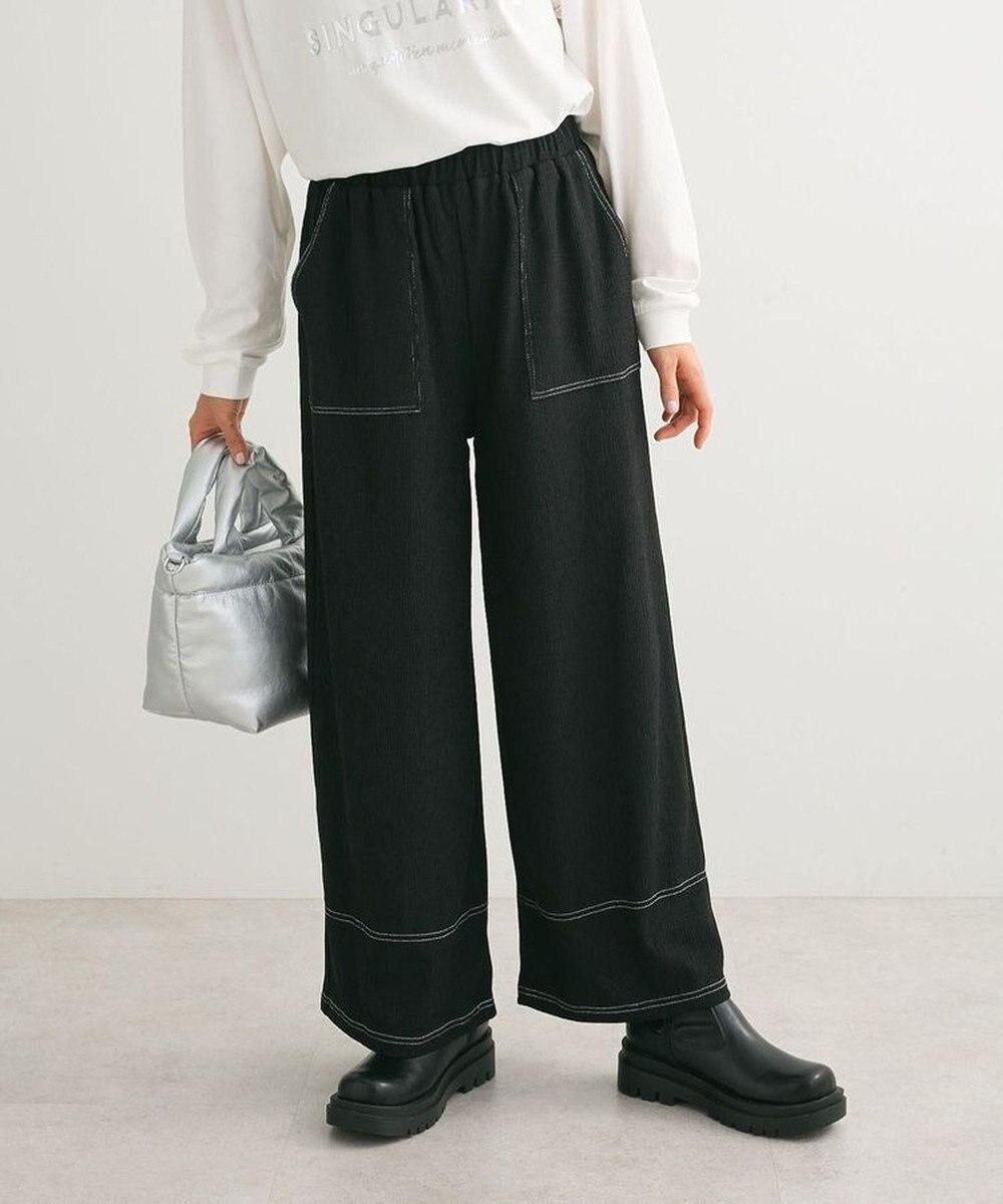 Green Parks 配色ステッチ楊柳イージーパンツ 