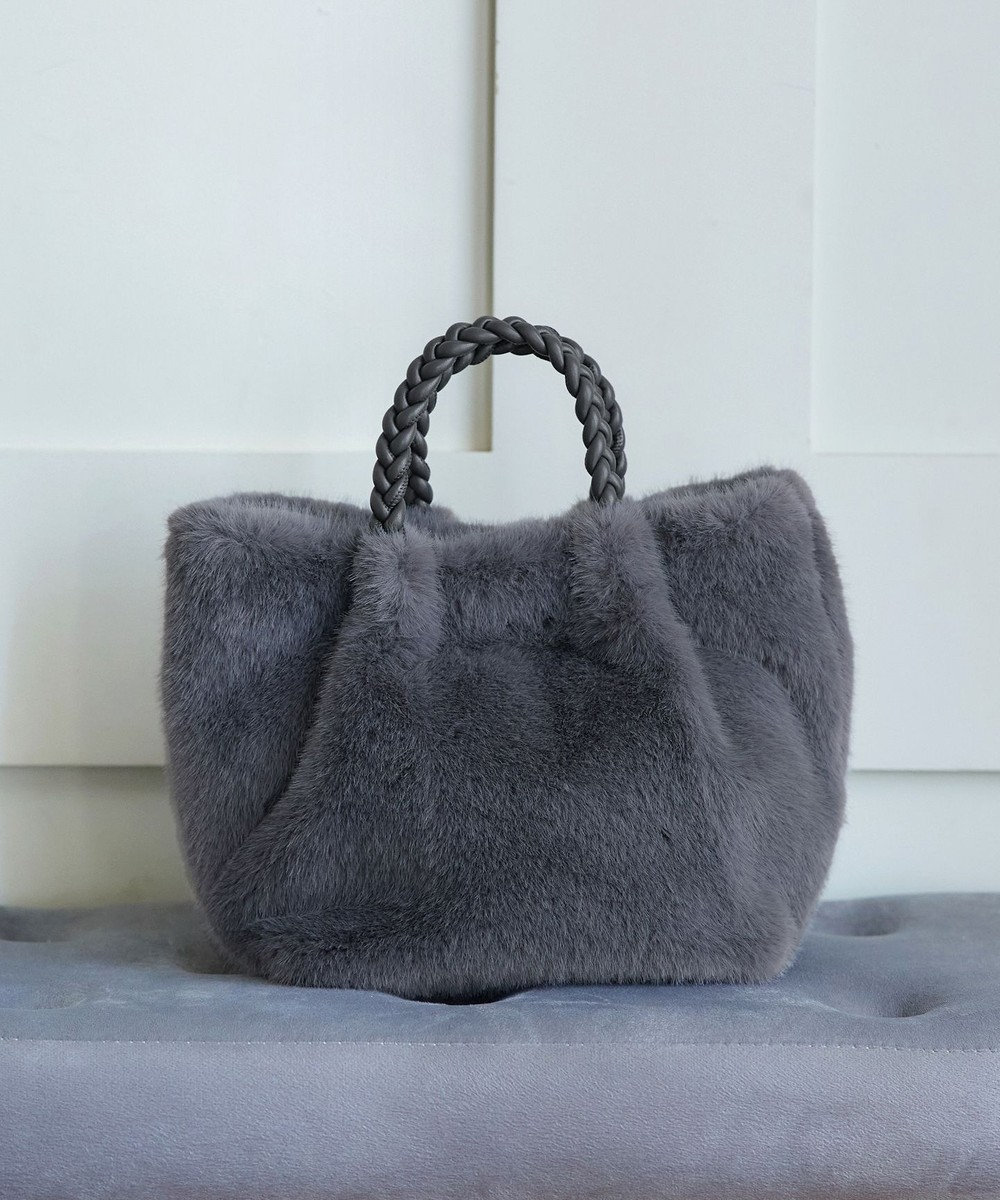 Tiaclasse 三つ編みハンドルファーバッグ 