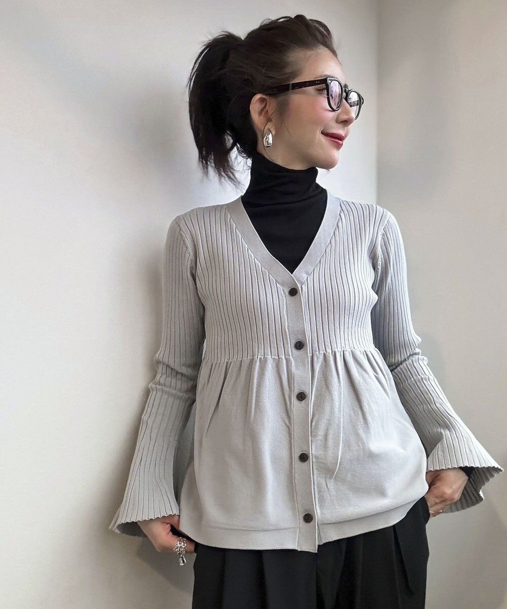 Green Parks ペプラムニットカーディガン 