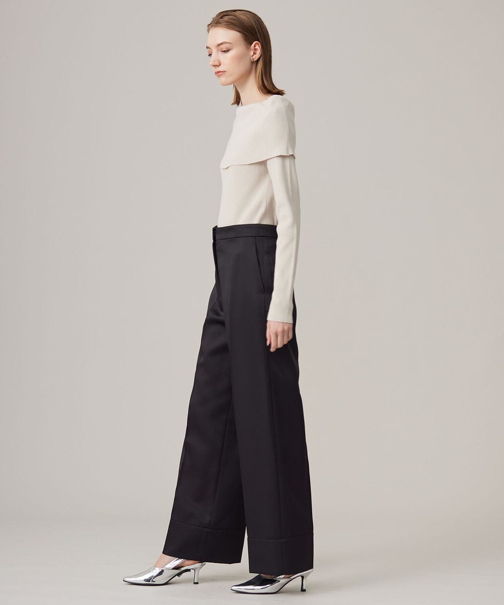 ICB L 【CLASSY.1月号掲載・2WAY・洗える】 クリアサテン ワイドストレートパンツ 