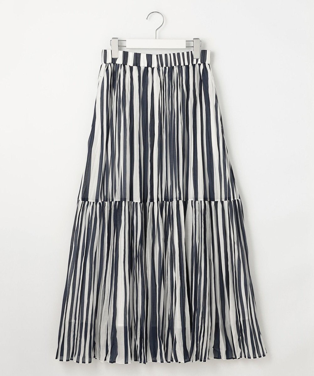 自由区 L 【接触冷感・洗える】ハンドワッシャープリーツストライプ スカート 