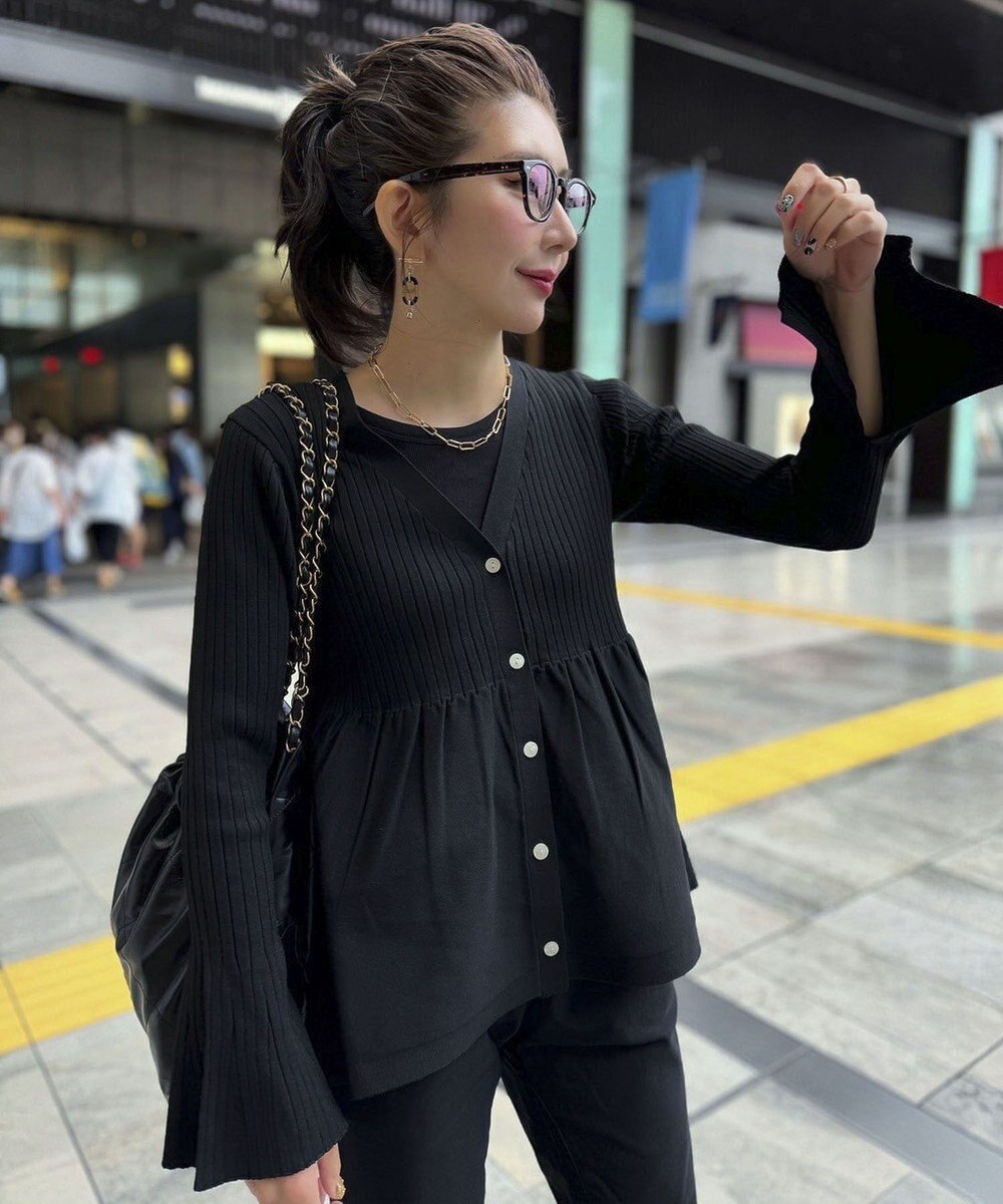 Green Parks ペプラムニットカーディガン 