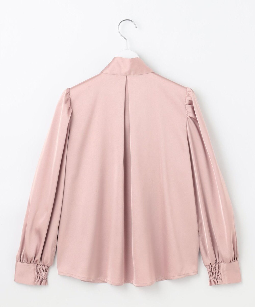 Feroux 【洗える】サテン ボウタイブラウス 