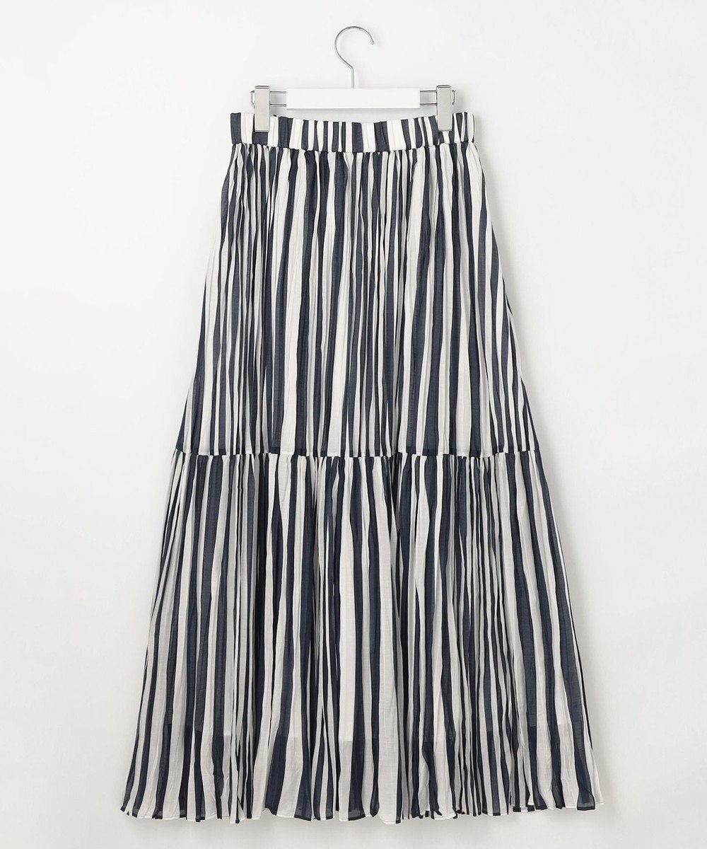 自由区 L 【接触冷感・洗える】ハンドワッシャープリーツストライプ スカート 