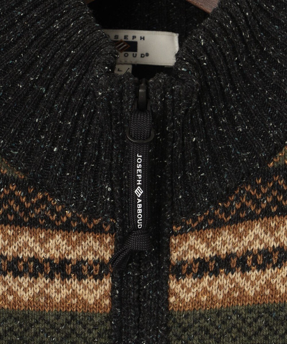 JOSEPH ABBOUD MOUNTAIN 【UNISEX】総裏フルZIPフェアアエル柄 ニットブルゾン 