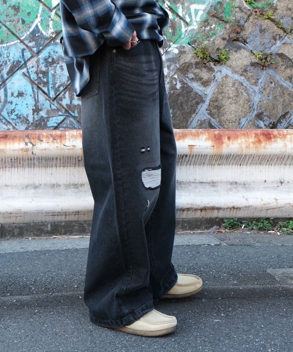 WEGO スーパーバギーダメージデニムパンツ 