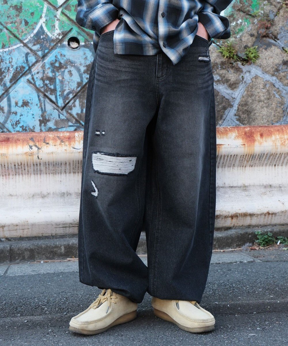 WEGO スーパーバギーダメージデニムパンツ 