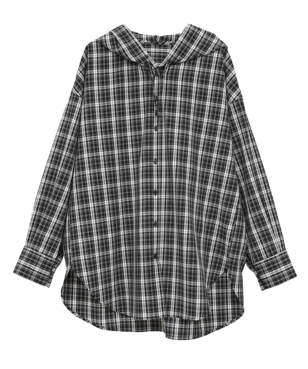 earth music&ecology フーディーチェックシャツ 