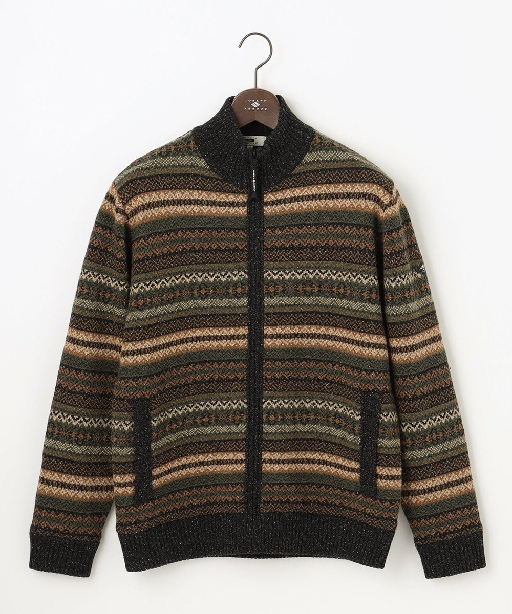 JOSEPH ABBOUD MOUNTAIN 【UNISEX】総裏フルZIPフェアアエル柄 ニットブルゾン 