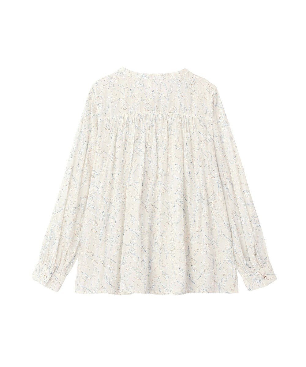YECCA VECCA ラインフラワー柄ギャザーブラウス 