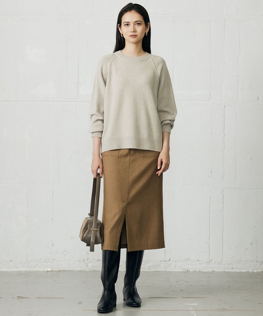 自由区 S 【カタログ掲載】ウールカシミヤブレンドスパンコールラグランスリーブ ニット 