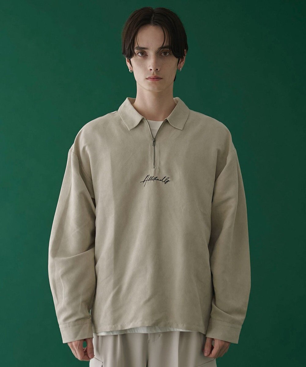 WEGO フェイクスウェードハーフZIPシャツ（LS） 