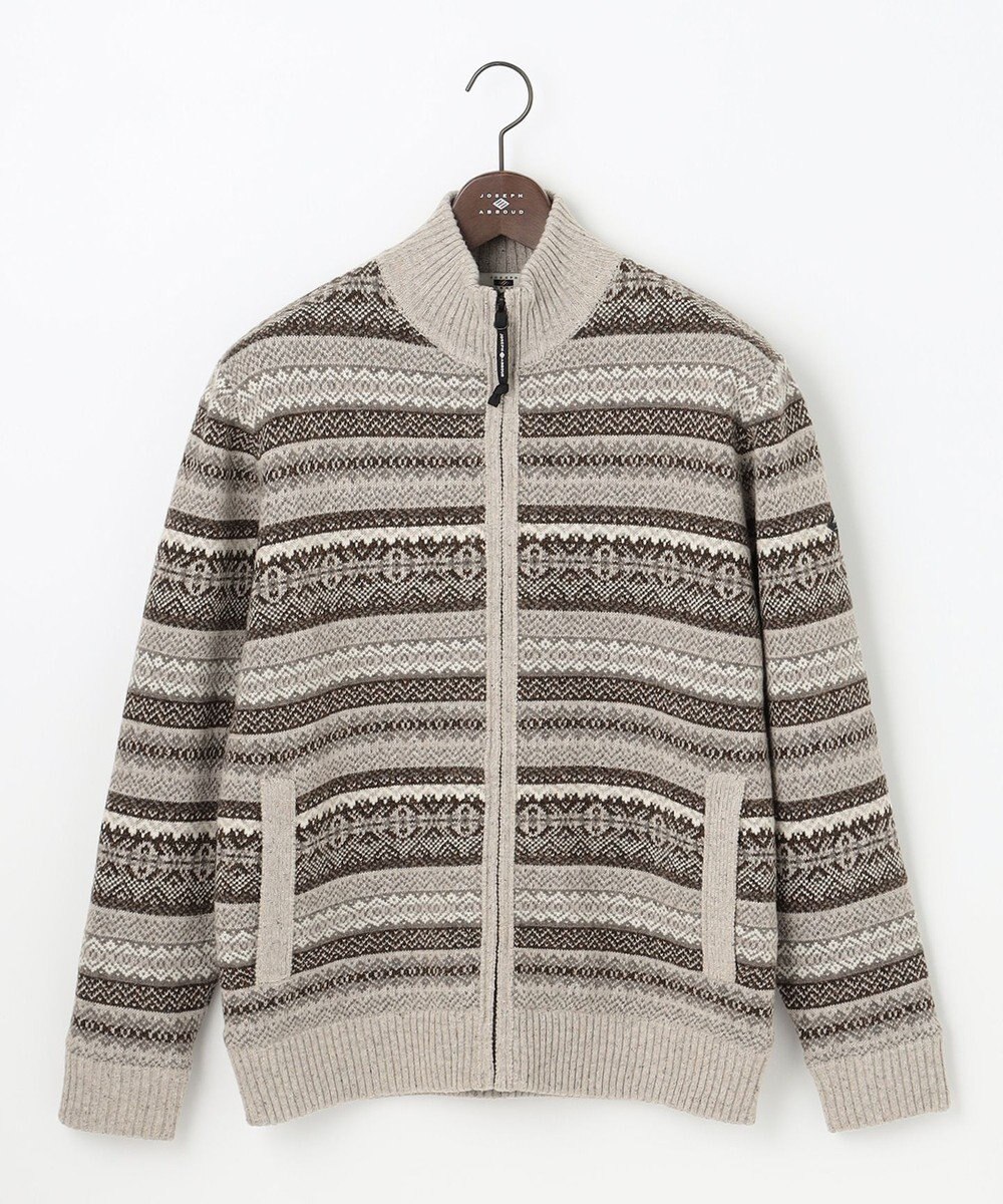 JOSEPH ABBOUD MOUNTAIN 【UNISEX】総裏フルZIPフェアアエル柄 ニットブルゾン 