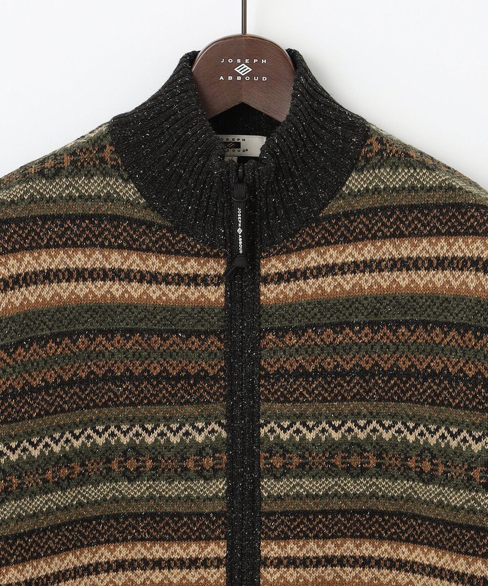 JOSEPH ABBOUD MOUNTAIN 【UNISEX】総裏フルZIPフェアアエル柄 ニットブルゾン 