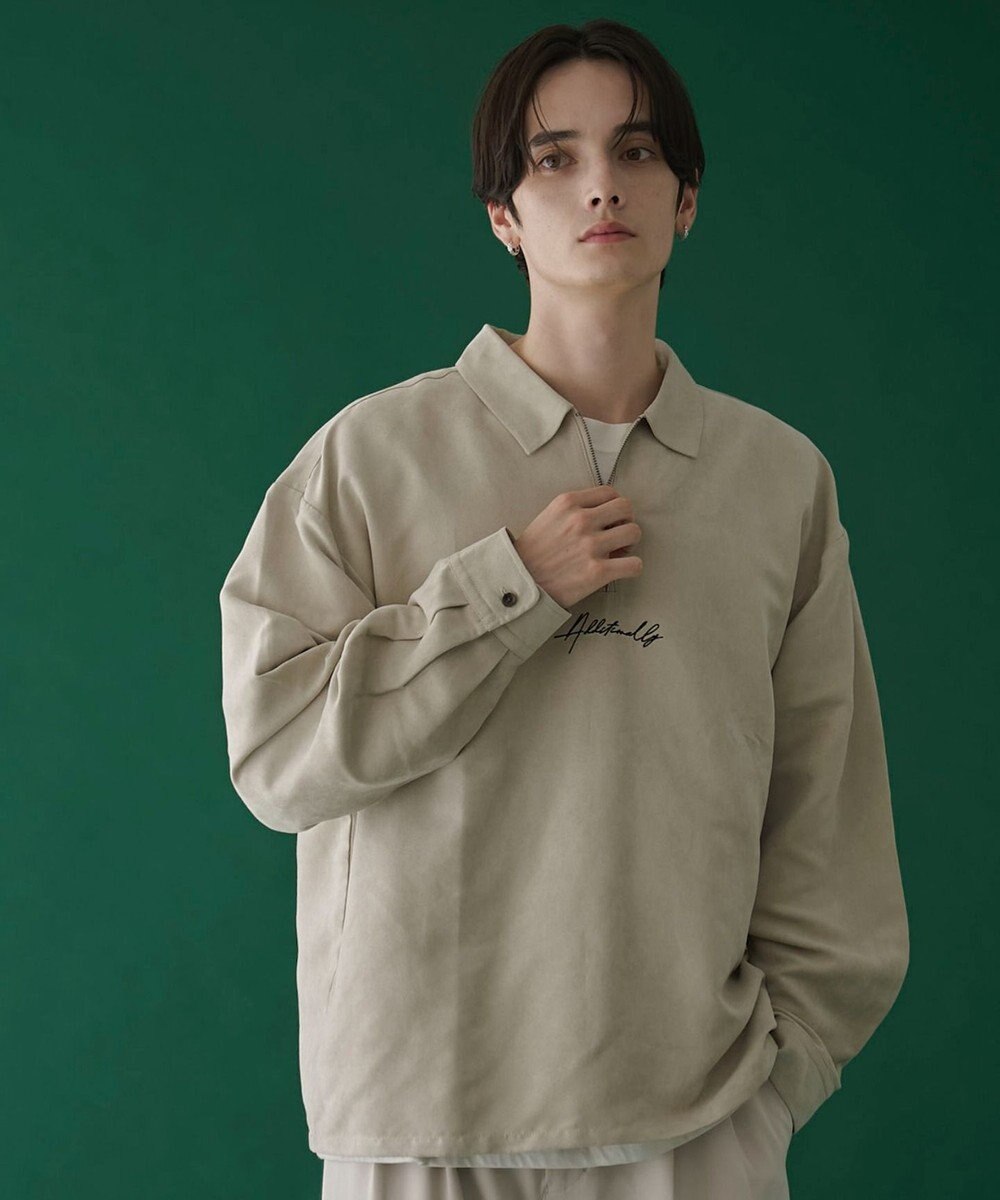 WEGO フェイクスウェードハーフZIPシャツ（LS） 