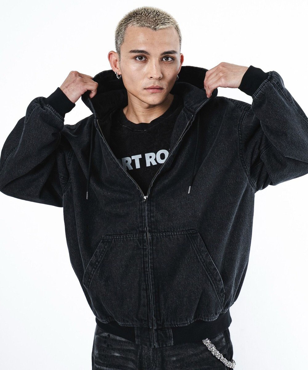 WEGO 【ユニセックス着用ITEM】フードデニムブルゾン 