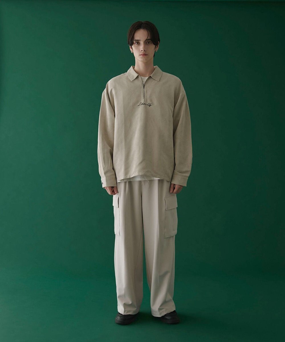 WEGO フェイクスウェードハーフZIPシャツ（LS） 