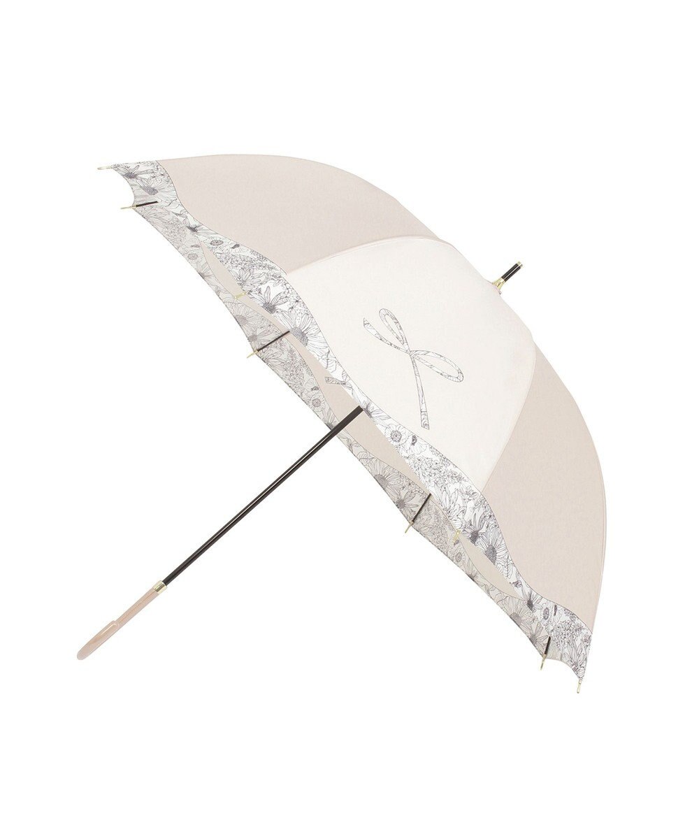 MOONBAT 【耐風傘/ジャンプ傘】ランバン オン ブルー (LANVIN en Bleu) リボン 花柄 長傘 サテンプリント 