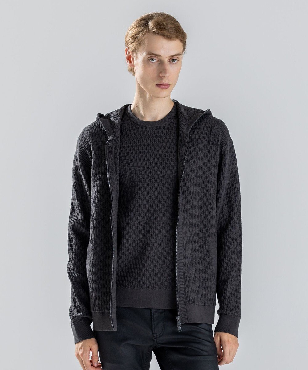 JOSEPH HOMME 【新柄】  ヴィスコースリンクス　ジップアップニットフーディー 