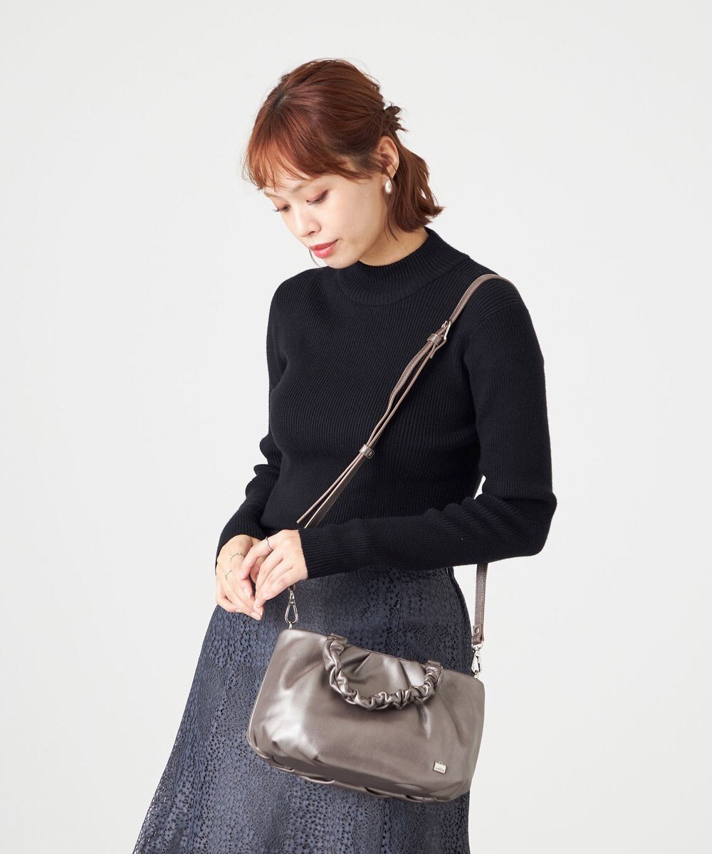 LA BAGAGERIE シープレザー ギャザーハンドル2wayラウンドトートバッグ 