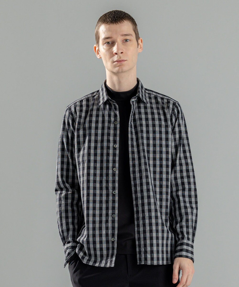 JOSEPH HOMME 新柄【オリジナル素材】ギンガムシャンブレーストレッチ　レギュラーカラーシャツ 