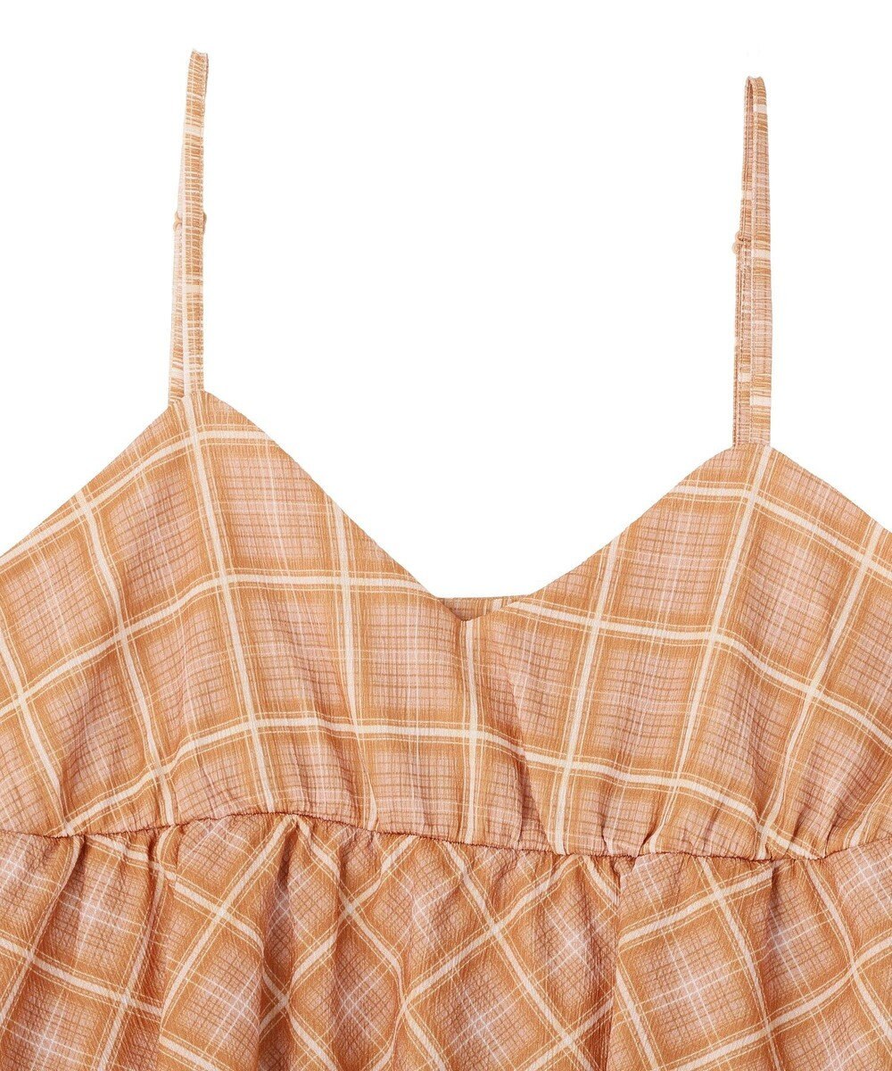 Green Parks ペプラムチェックキャミワンピース 