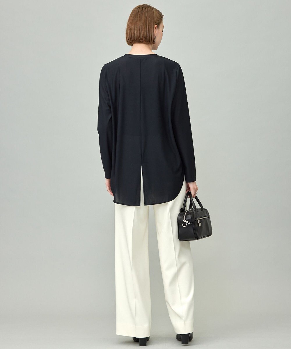 ICB L 【マシンウォッシャブル可】ライトトリコット バックスリット入り長袖プルオーバー 