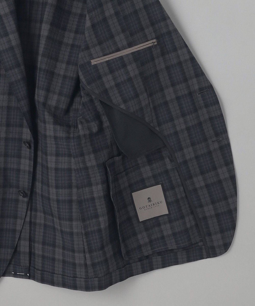 GOTAIRIKU 清涼サッカー素材【通気性/軽量】空羽サッカー マドラスチェック シャツジャケット 