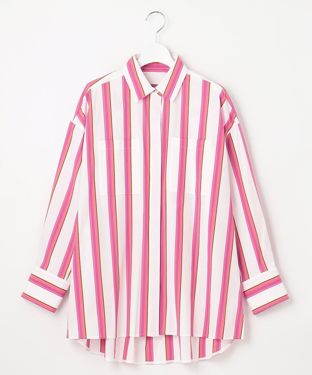 自由区 L 【洗える】SOMELOSシャーティング シャツブラウス 